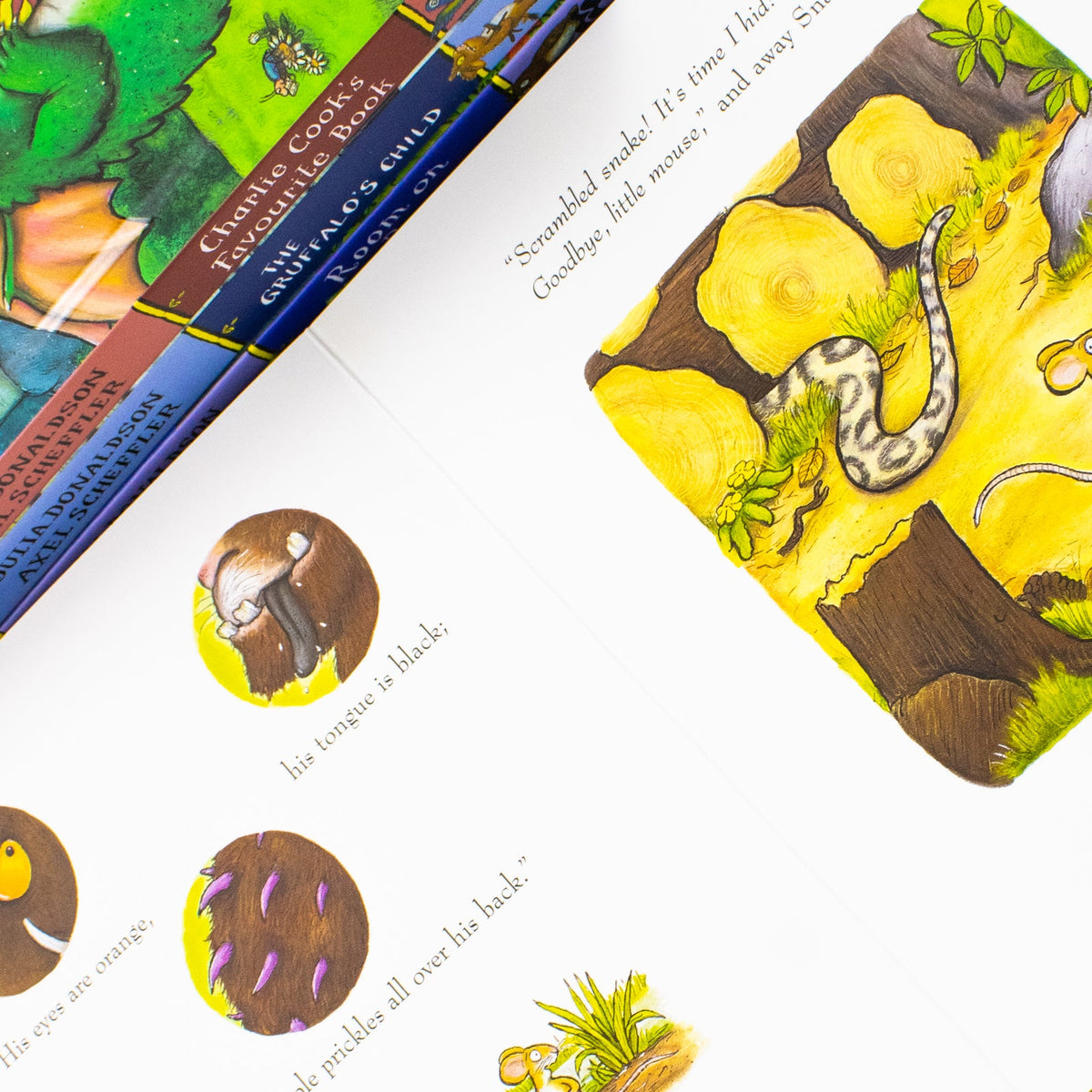 Julia Donaldson And Axel Scheffler 4 Books Collection Set (Charlie Cookie's Favourite Book, The Gruffalo, The Gruffalo's Child, Room On The Broom)- Board Book