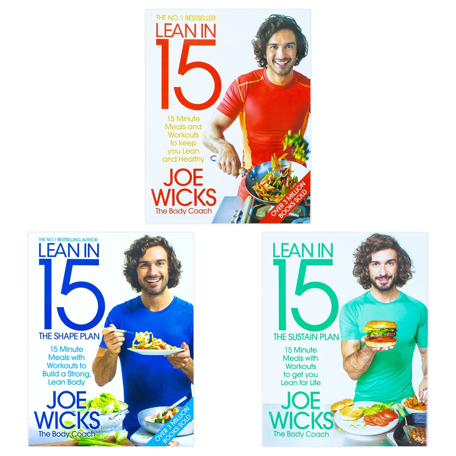 Lean in 15 Collection by Joe Wicks – 3-Book Set (Sustain Plan, Shape Plan, Shift Plan) | Health, Fitness, Weight Loss, Nutrition, Motivation