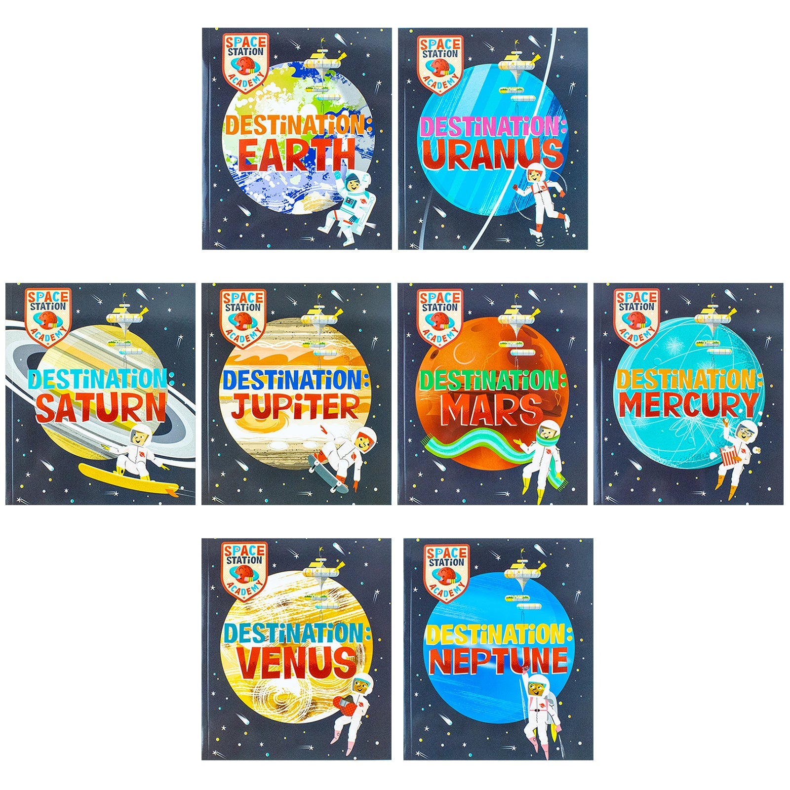 Space Station Academy Earth Solar System Planet Series 8 Books Collection Slipcase Set by Sally Spray