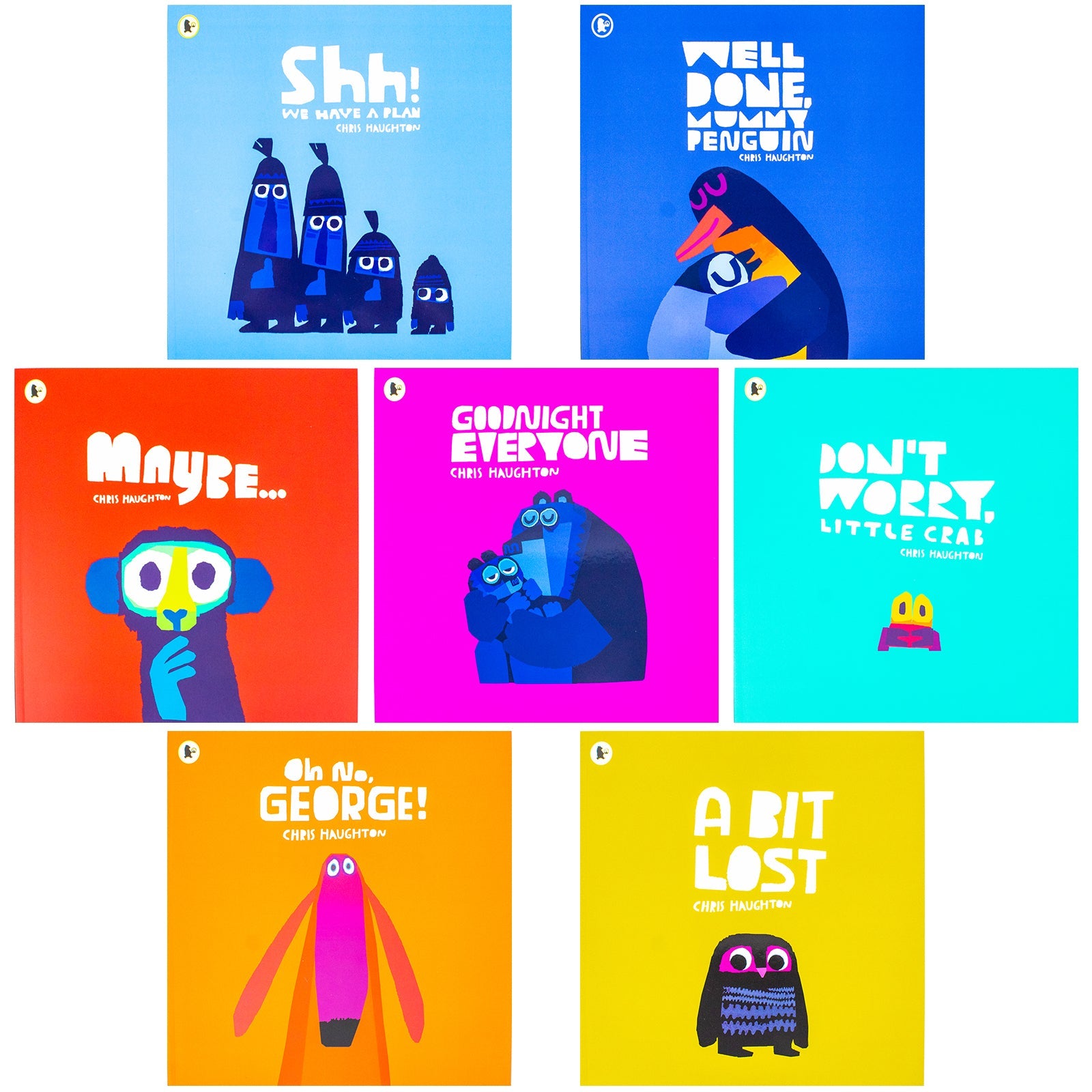 Chris Haughton 7 Books Collection Set (A Bit Lost, Oh No George, Shh We Have a Plan, Don't Worry, Little Crab, Goodnight Everyone, Well Done Mummy Penguin, Maybe...)