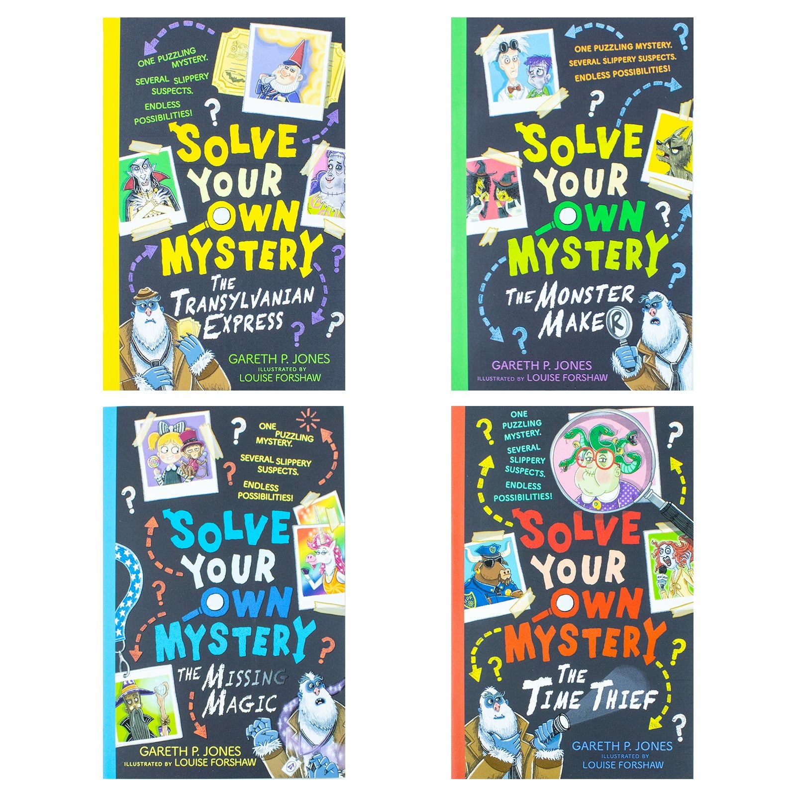 Solve Your Own Mystery Collection 4 Books Set by Gareth P Jones (The Monster Maker, The Time Thief, The Missing Magic, The Transylvanian Express)