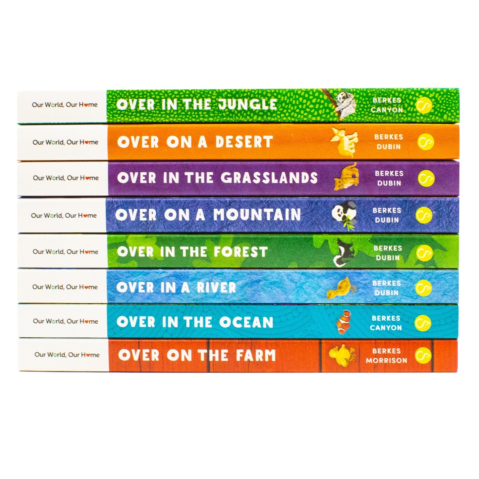 Our World Our Home Little Library 8 Board Book Collection Set by Marianne Berkes (Over on the Farm, in the Ocean, in a River, in the Forest, on a Mountain, in the Grasslands, on a Desert & in the Jungle)