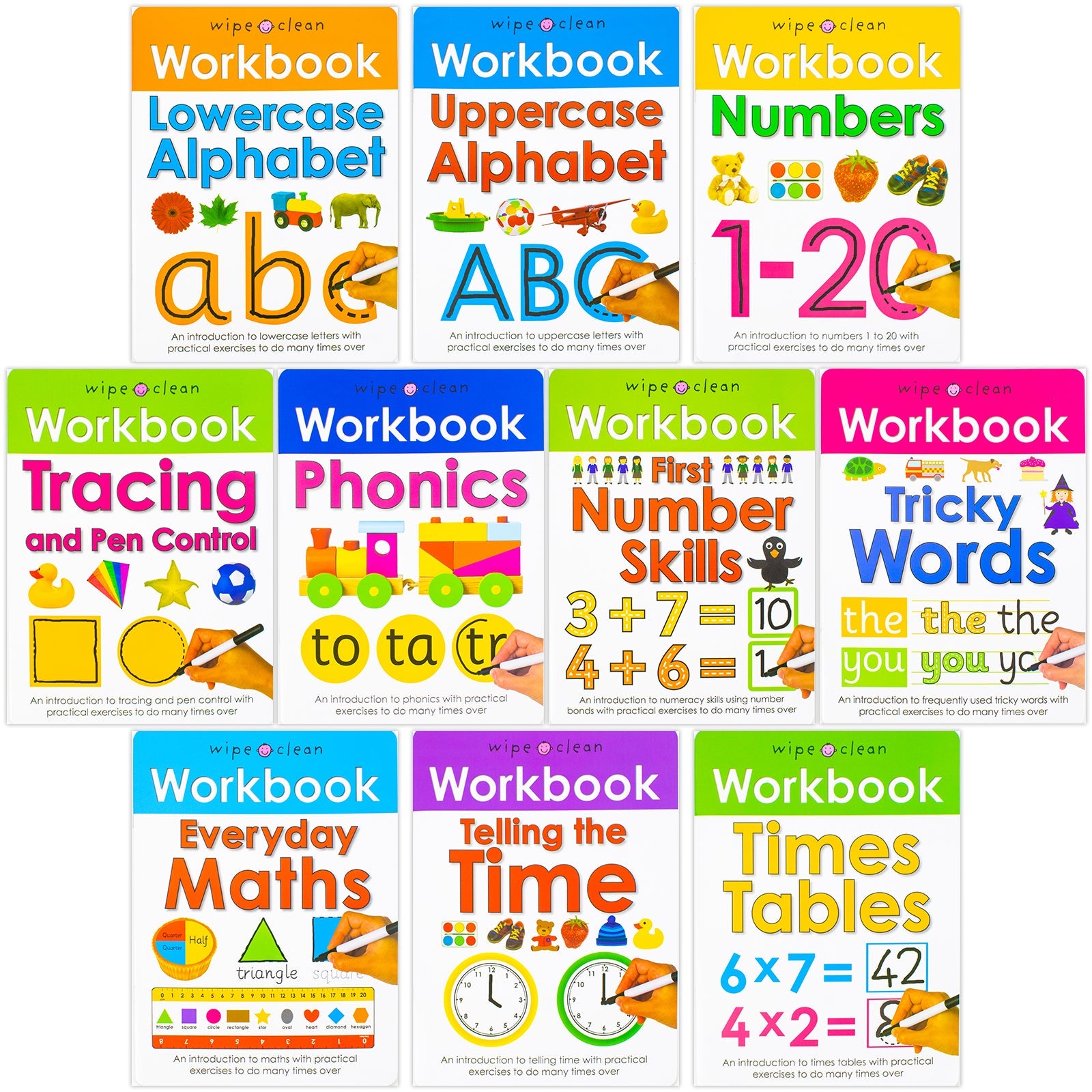 Wipe Clean Workbooks 10 Book Set by Priddy Books –Fun Educational Writing Practice for Kids, Preschool & Kindergarten Learning,Handwriting, Activities
