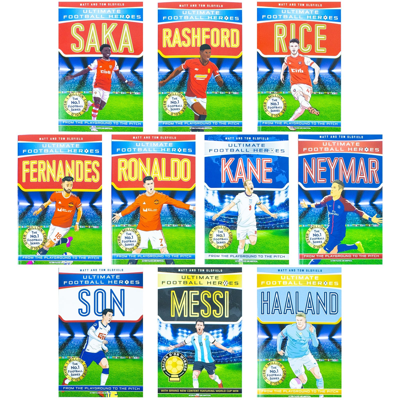 Ultimate Football Heroes Series 1 - 10 Book Paperback Set | Kids Football Biographies | Messi, Ronaldo, Haaland, Neymar, Son, Kane & More