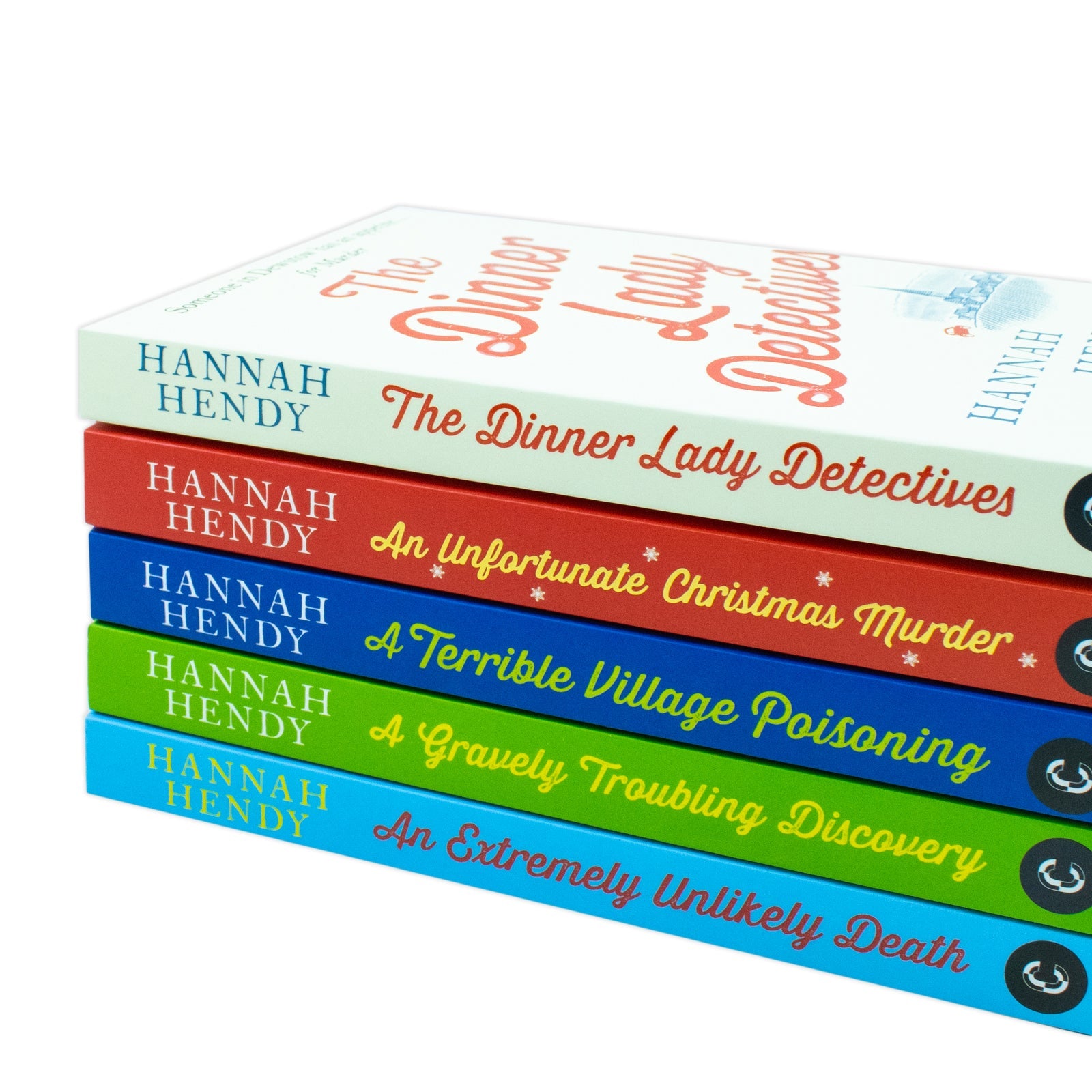 The Dinner Lady Detectives Collection 5 Books Set By Hannah Hendy ( Unfortunate Christmas, Terrible Village, Extremely Unlikely, Gravely Troubling, Dinner Lady)