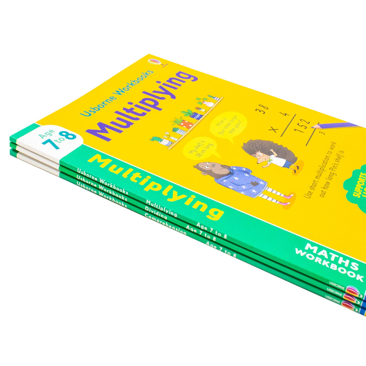 Usborne Workbooks Home Learning Age 7-8 Collection 3 Books Set (Multiplying, Dividing, Comprehension)