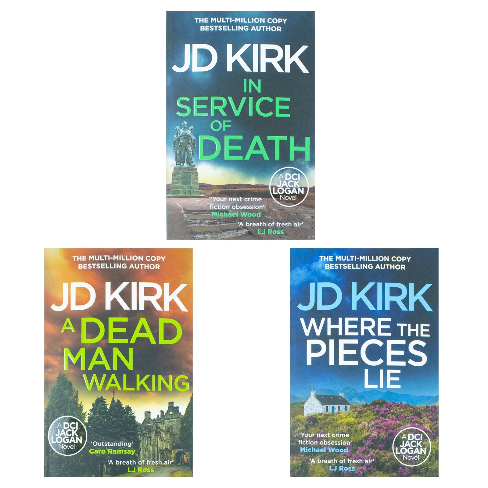 DCI Logan Crime Thrillers Collection 3 Book Set By JD Kirk Vol: 17-19 ( A Dead man Walking,In Service Of Death,Where The Pieces Lie )
