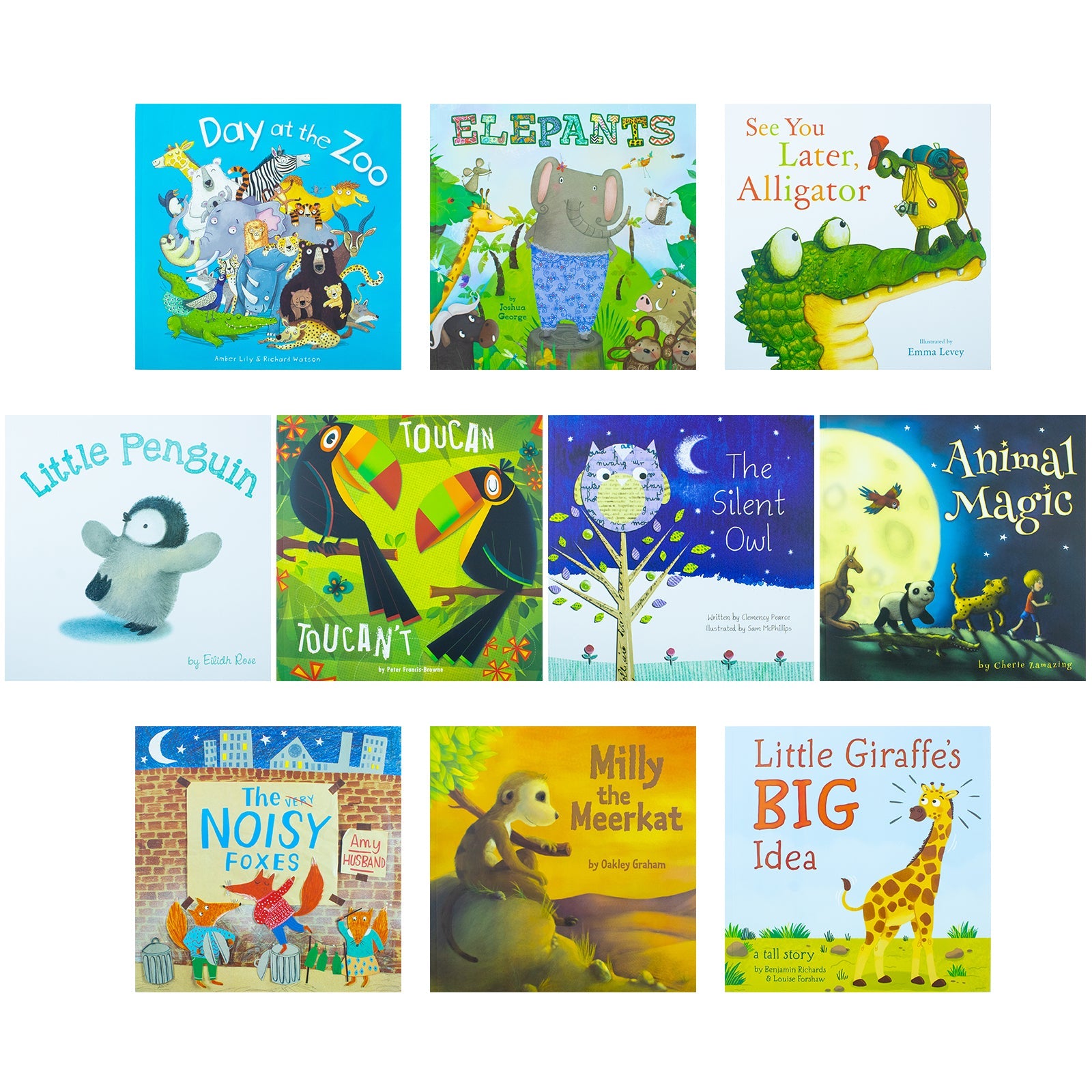 A Day at the Zoo– 10 Animal Stories Children's Picture Book Collection |Fun Illustrated Wildlife Adventures with Giraffe, Penguin, Meerkat & Alligator