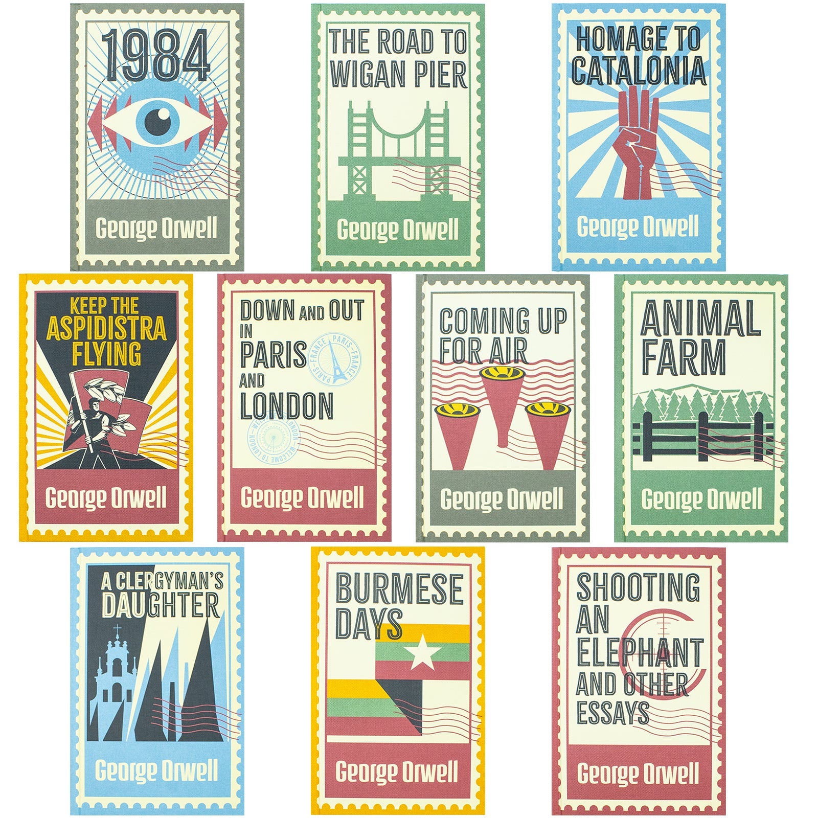 The Greatest Works Of George Orwell 10 Books Hardback Collection (1984, Animal Farm, The Road To Wigan Pier, Homage To Catalonia, Keep The Aspidistra Flying, Down And Out In Paris And London