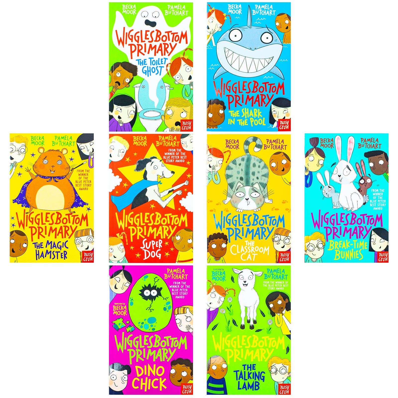 Wigglesbottom Primary 8-Book Collection by Pamela Butchart – Hilarious & Adventurous Children's Stories | Toilet Ghost, Shark in the Pool & More