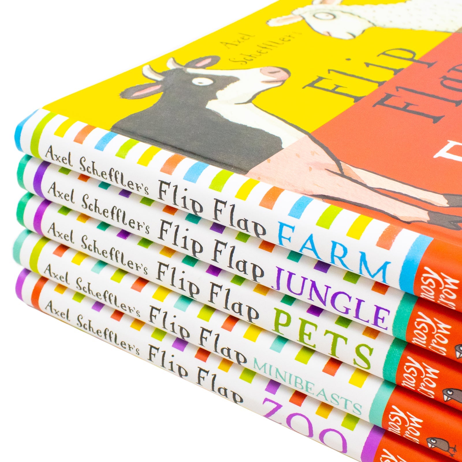 Axel Schefflers Flip Flap Series 5 Books Collection (1-5) (Farm, Jungle, Pets, Zoo, Minibeasts) | Hardback