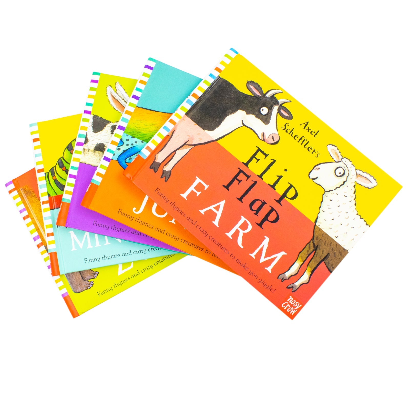 Axel Schefflers Flip Flap Series 5 Books Collection (1-5) (Farm, Jungle, Pets, Zoo, Minibeasts) | Hardback