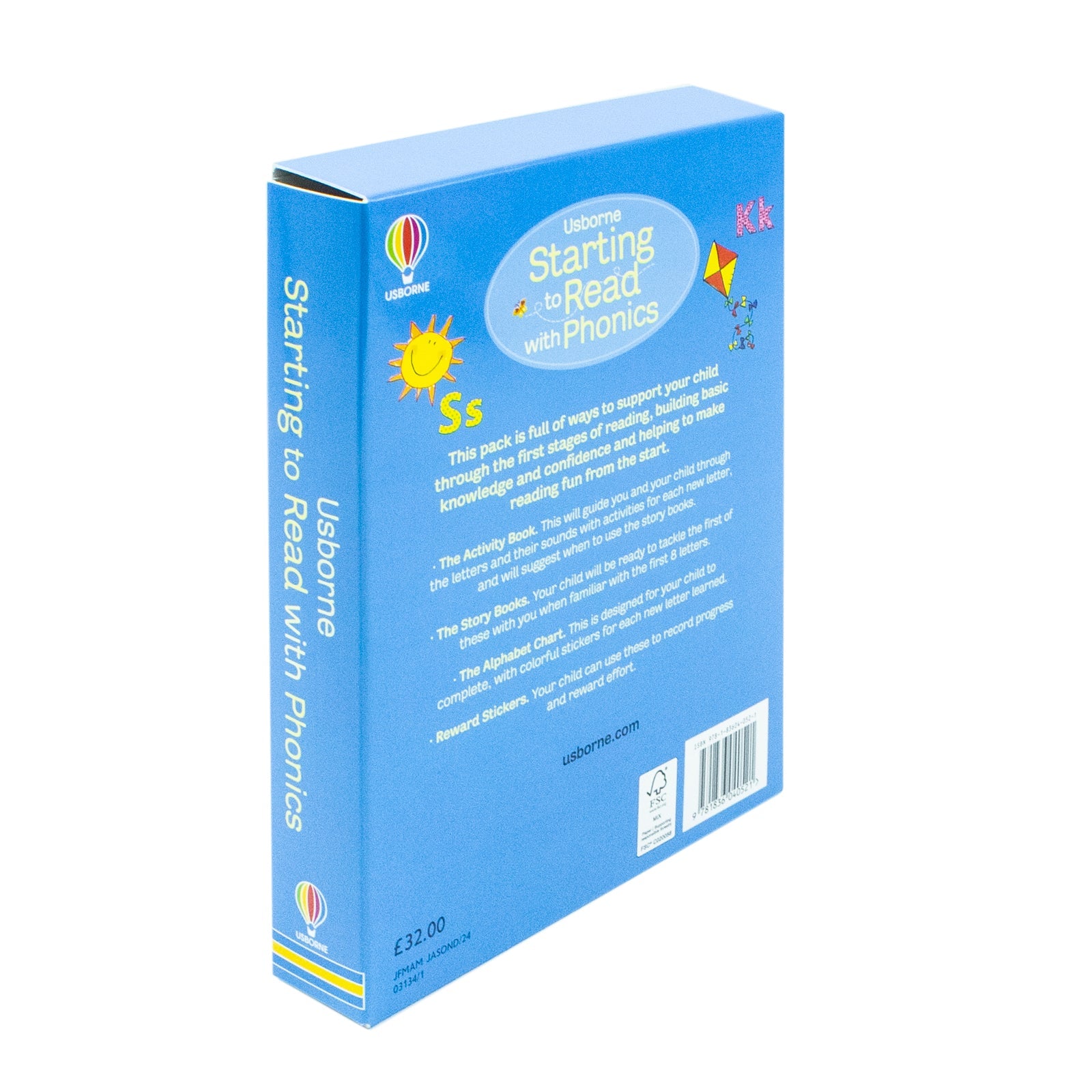 Usborne Starting to Read With Phonics 8 Books Collection Box Set With Activity Book & Alphabet Chart (Pirate Pat, Double Trouble, Dressing up Box & more)