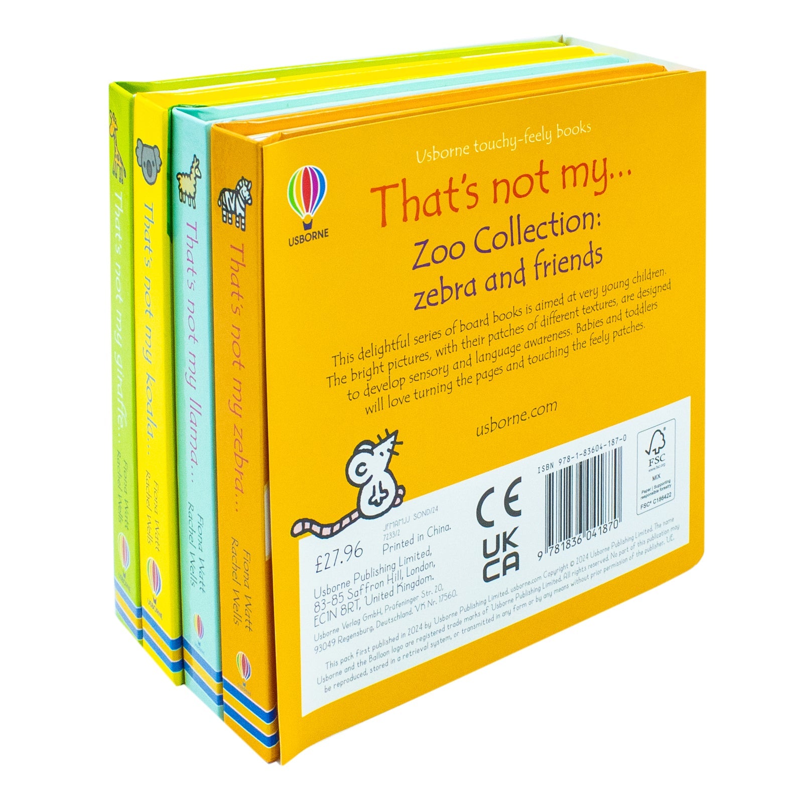 Usborne Touchy-Feely That's Not My Zoo 4 Books Collection: Zebra & Friends - Interactive Board Books for Kids, Toddlers, Early Learning & Sensory Fun
