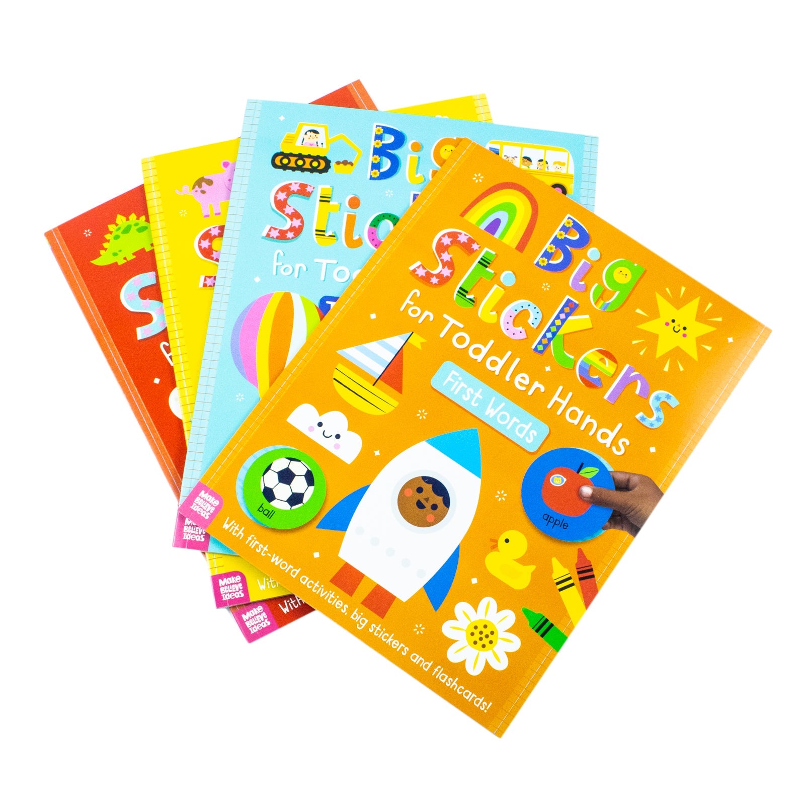 Big stickers for toddler hands: set of 4 activity books promoting creativity for little ones - perfect for 2-5 year-olds