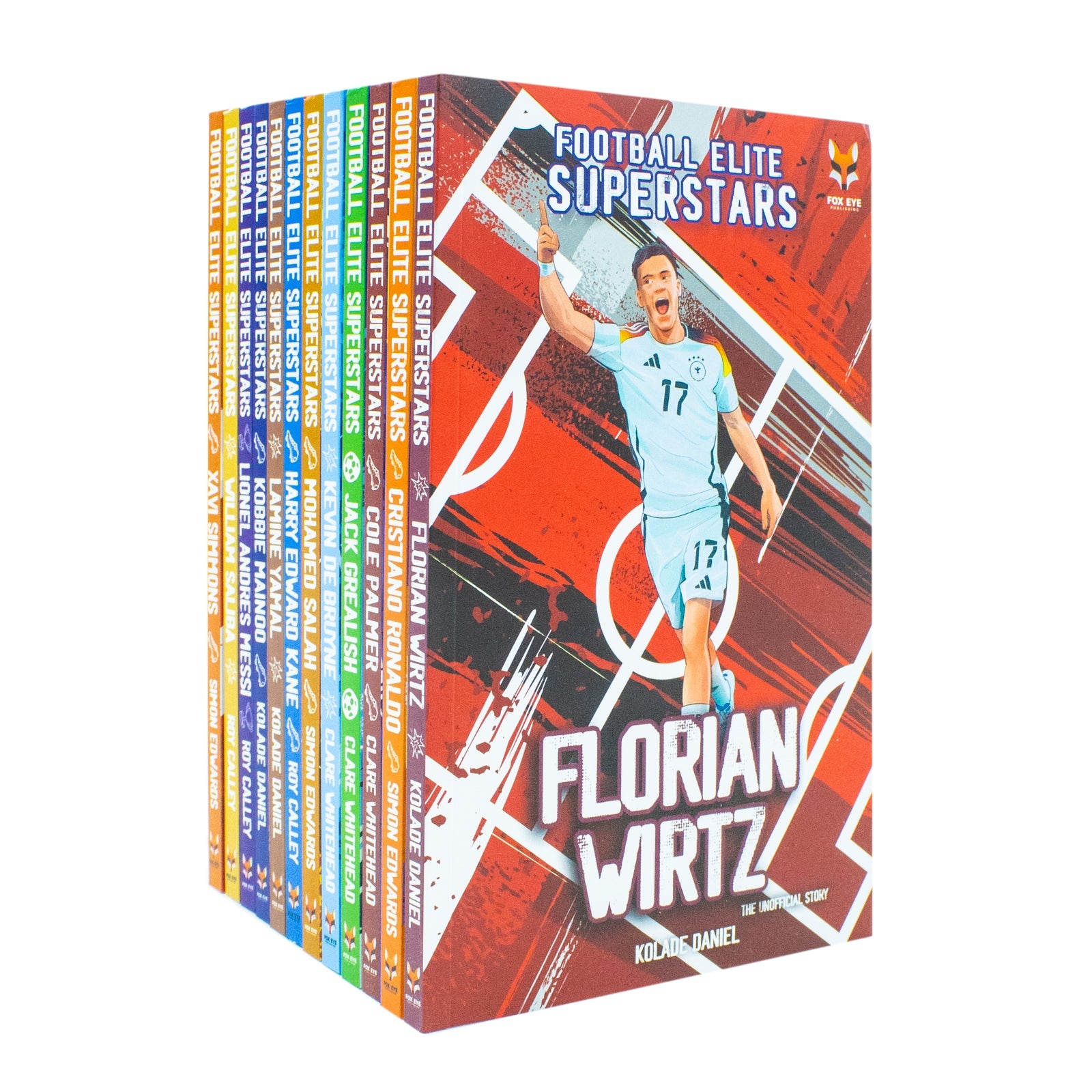 Football Elite Superstars 12 Books Box Set: Ronaldo, Messi, Salah, Harry Kane, Lamine Yamal, Kevin De Bryune, Kobbie Mainoo, Jack Grealish, Simmons, Wirtz, Palmer, Saliba