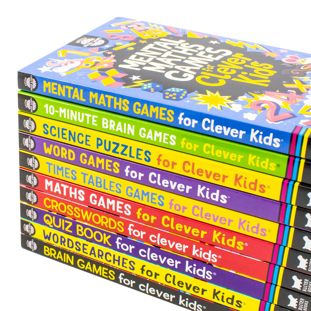 Brain Games 10 Books Collection Set For Clever Kids (Mental Maths Games, 10-Minute Brain Games, Science Puzzles, Word Games, Times Tables Games, Maths Games, Crosswords, Quiz Book, Wordsearches, Brain Games)