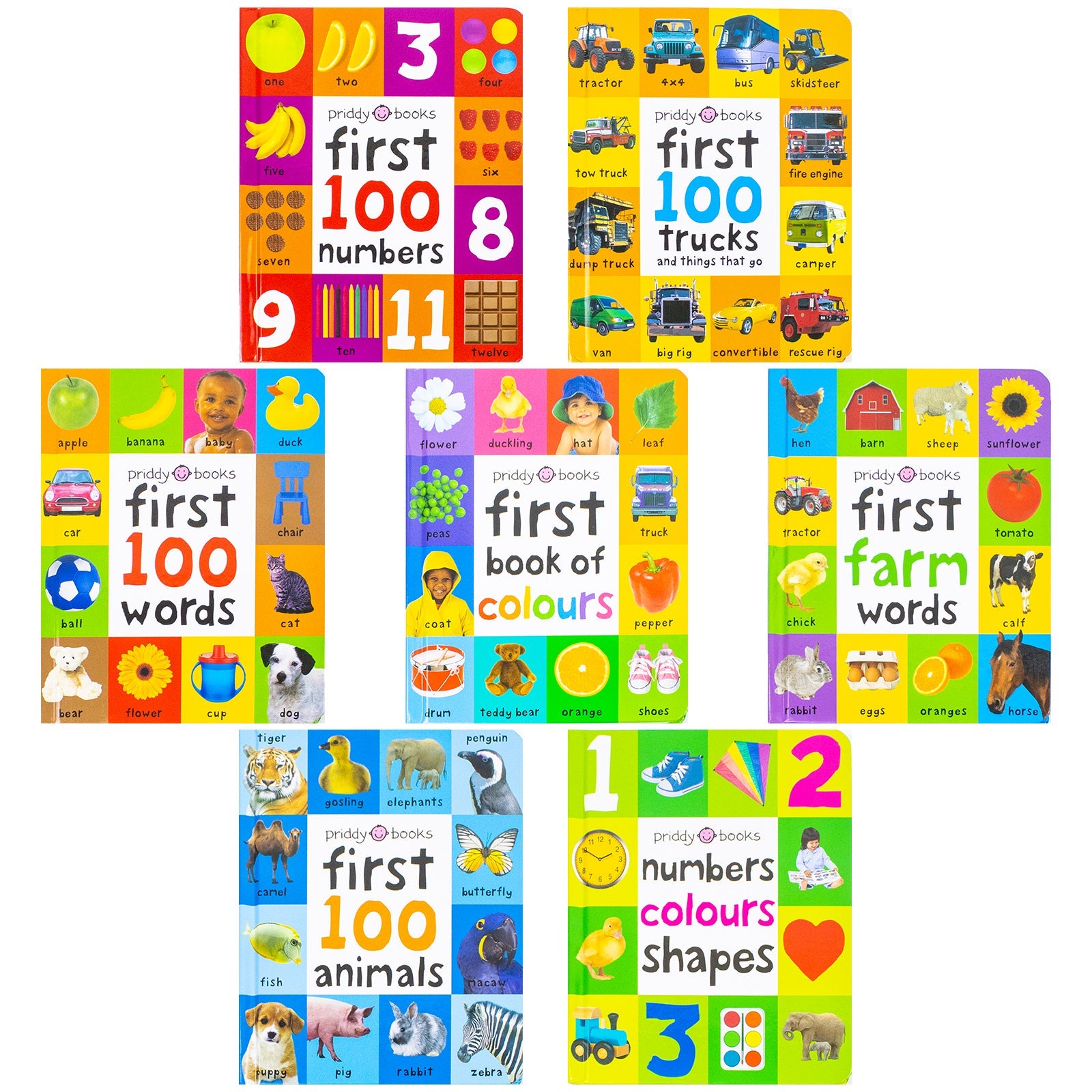 Priddy First 100 Library 7 Books Collection Box Set (Board Books)