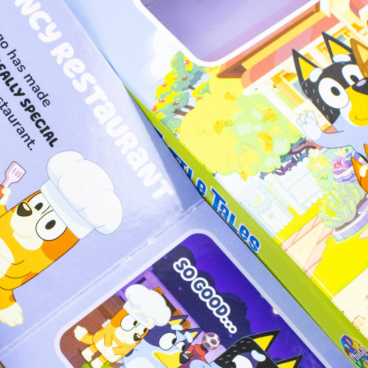 Bluey Tattle Tales Activity Book for Kids- 12-Page Illustrated Storybook with 4 figurines
