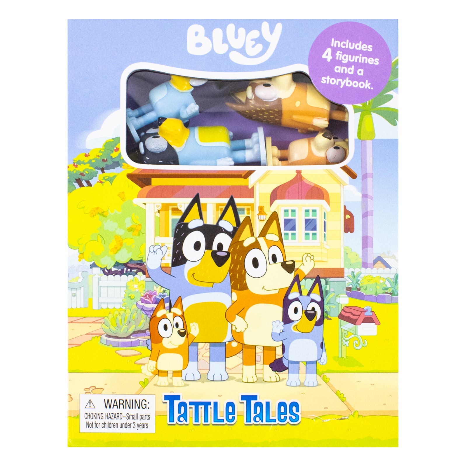 Bluey Tattle Tales Activity Book for Kids- 12-Page Illustrated Storybook with 4 figurines