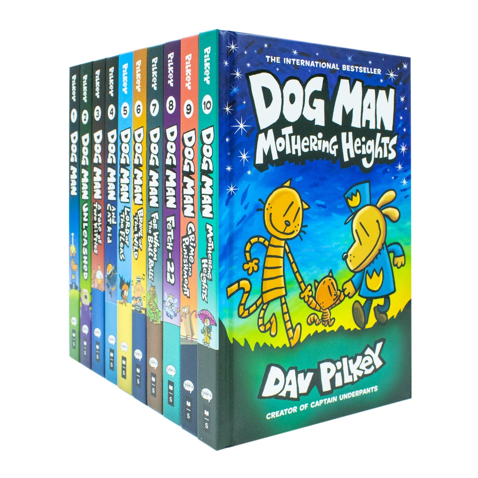 Adventures of Dog Man 10 Book Set Collection by Dav Pilkey Hardback
