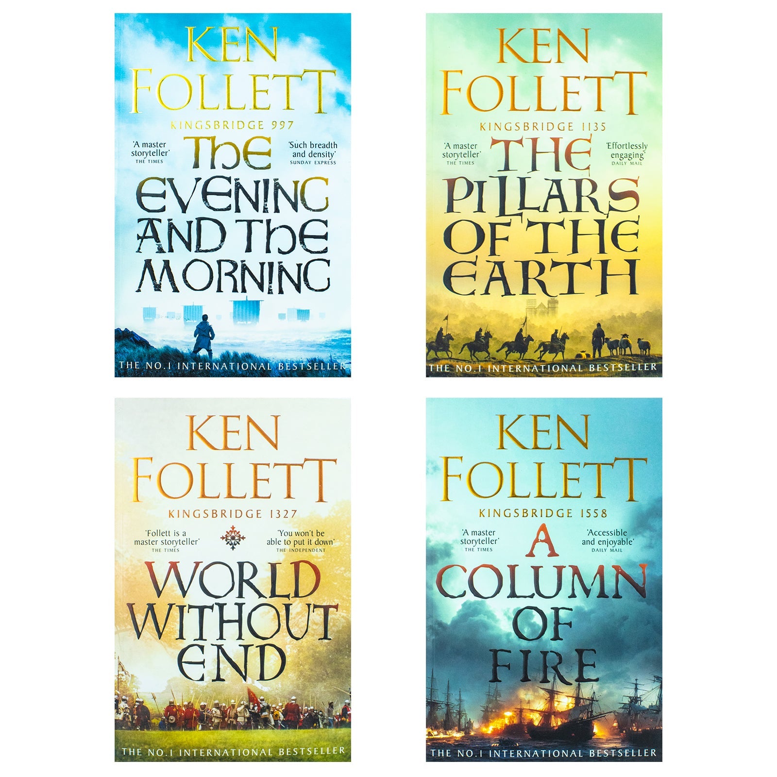 The Kingsbridge Novels 4 Book Collection by Ken Follett | Epic Historical Fiction Series, Bestselling Literary Tales & Engaging Stories for12+ years
