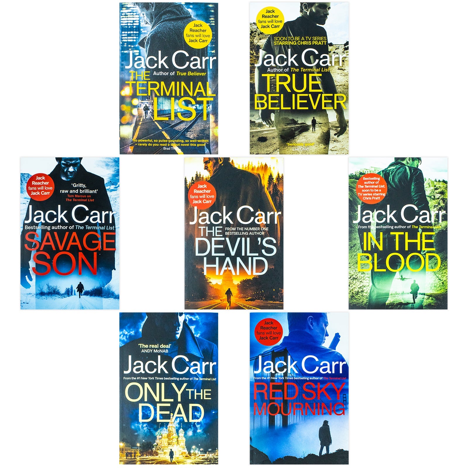 James Reece Series 7 Books Collection Set By Jack Carr (The Terminal List, True Believer, Savage Son, The Devil's Hand, In the Blood, Only the Dead & Red Sky Mourning)