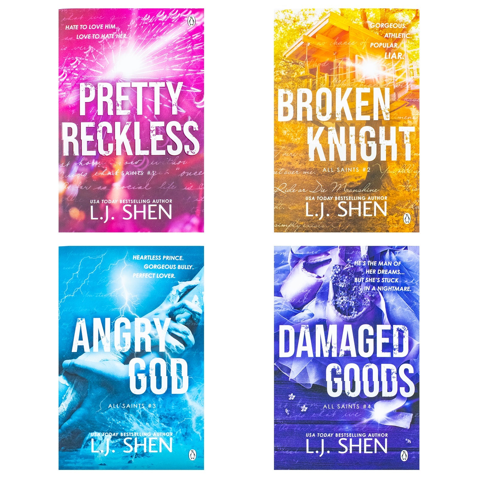 All Saints High Series (Book 1-4) by L. J. Shen 4 Books Collection Set (Pretty Reckless, Broken Knight, Angry God and Damaged Goods)