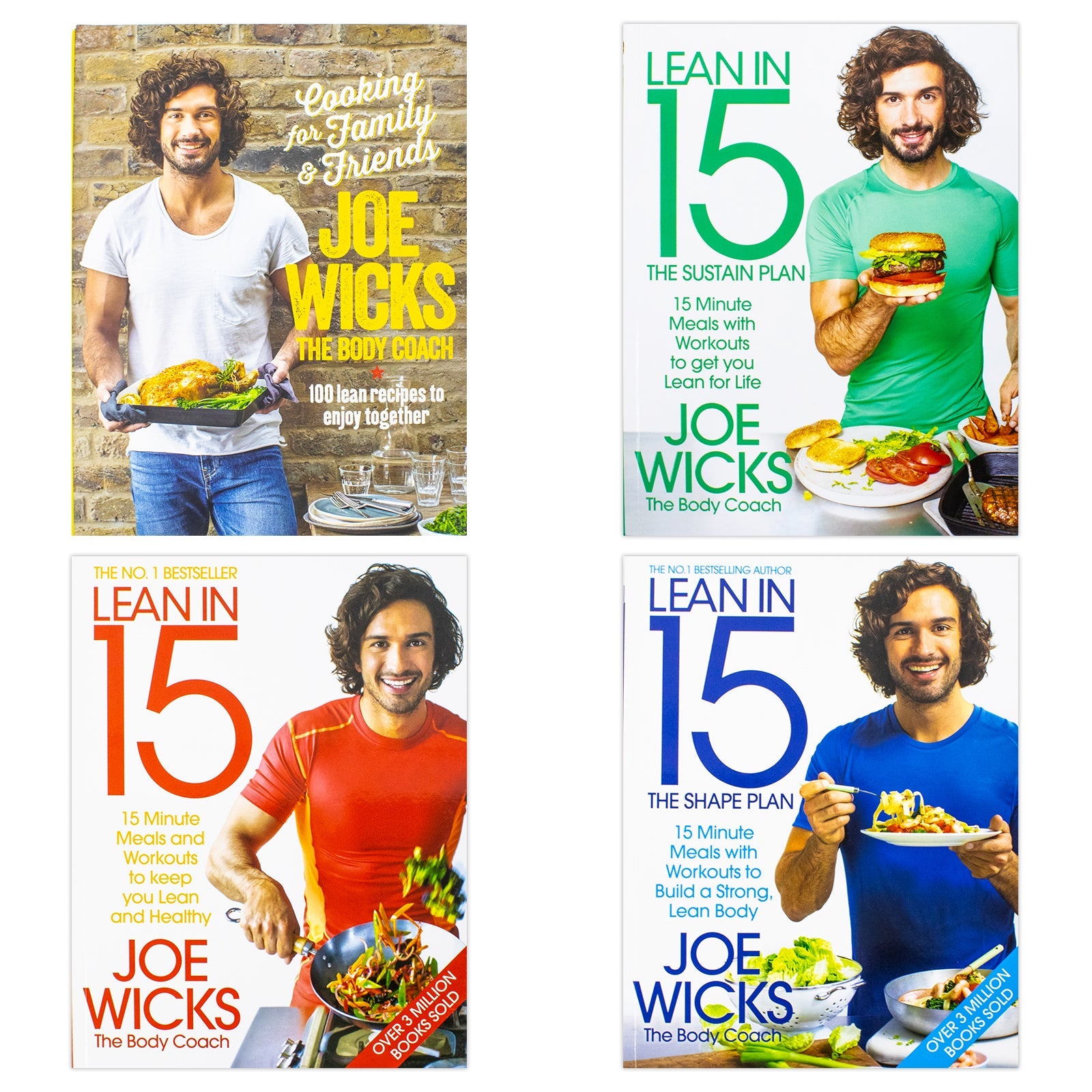 Lean in 15 Joe Wicks Book Set: 4 Cooking Collection with 15-Minute Meals, Fitness, Recipes, Weight Loss & Healthy Lifestyle Plans