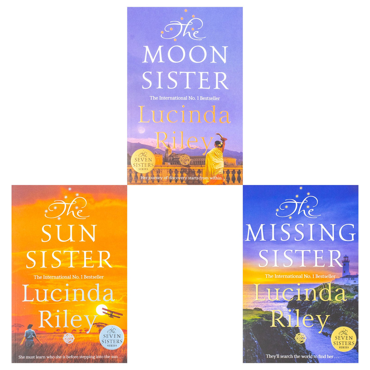 The Seven Sisters Series By Lucinda Riley 3 Books Collection Set (The Moon Sister, The Sun Sister, The Missing Sister) Paperback