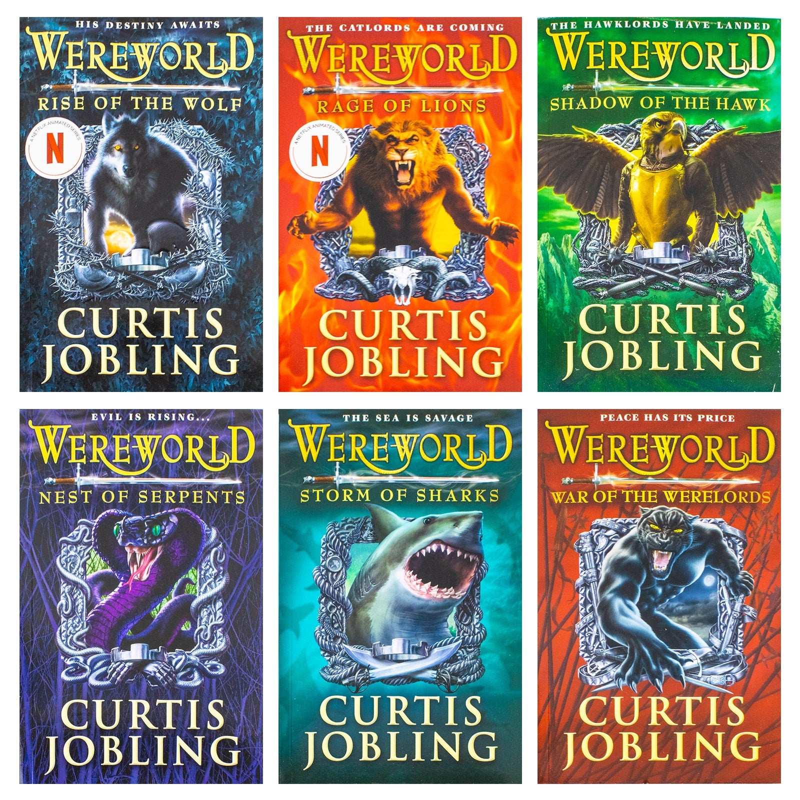 Wereworld Level 1 to 6 Curtis Jobling Collection 6 Books Set (Rise of the Wolf, Rage of Lions, Shadow of the Hawk, Nest of Serpents, Storm of Sharks, War of the Werelords)