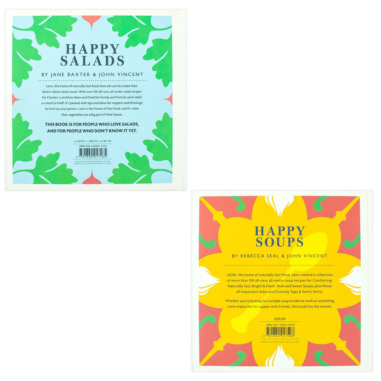 happy leons 2 books collection set - leon happy soups, leon happy salads