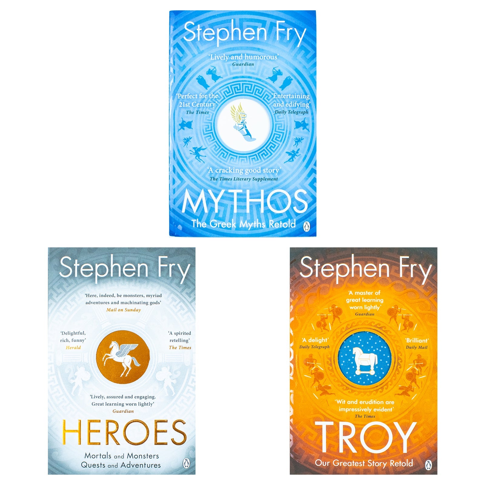 Stephen Fry Greek Myths Series Collection – 3-Book Set (Troy, Heroes, Mythos)| Ancient Greece, Mythology, Classic Stories & History| Non-Fiction Books
