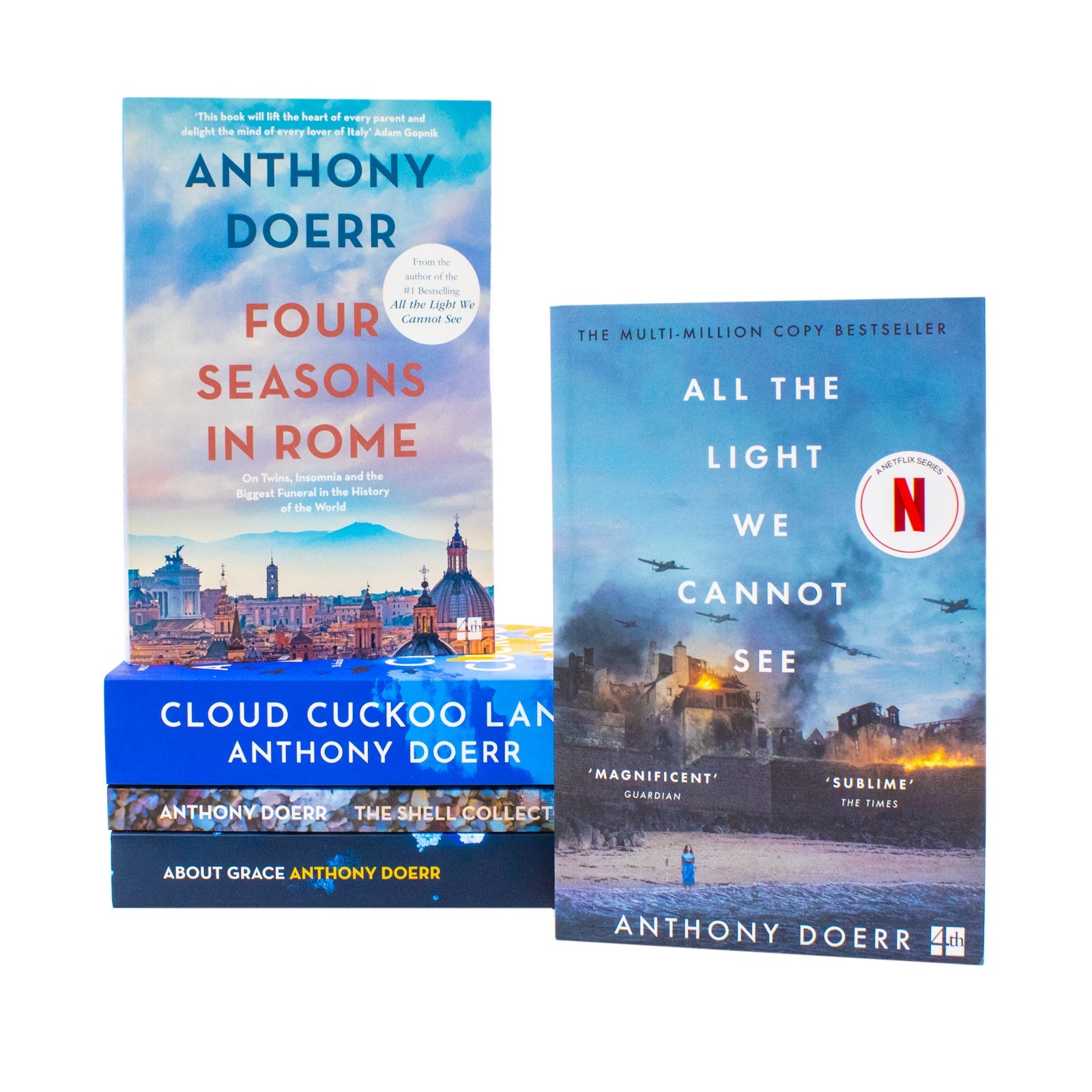 Anthony Doerr Collection 5  Books Set (All The Light We Cannot See, Cloud Cuckoo Land, About Grace, The Shell Collector, Four Seasons In Rome)