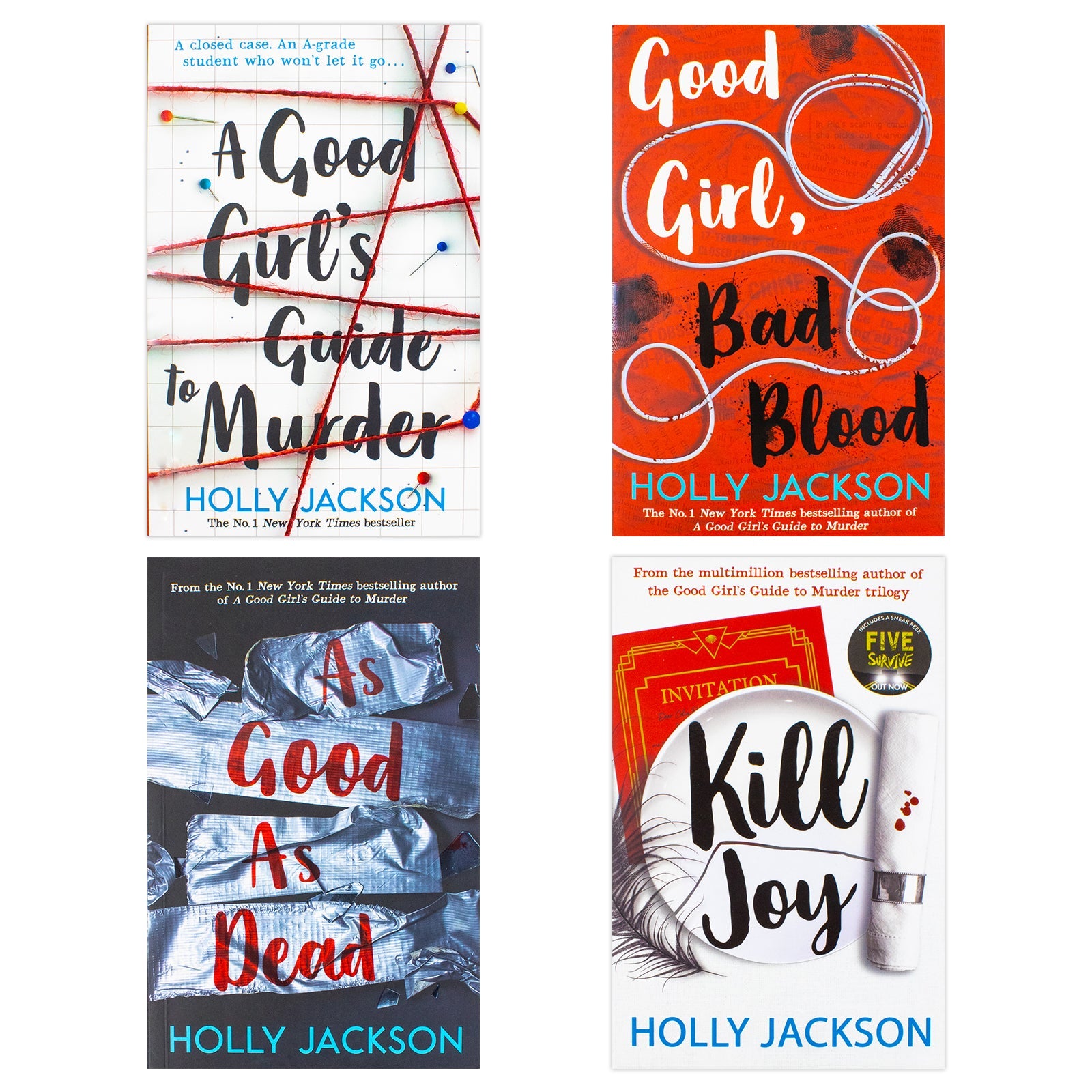 Holly Jackson 4 Book Collection, A Good Girls Guide to Murder, Good Girl Bad Blood, Kill Joy, YA Thriller Series, Teen Reads, Must Read Fiction