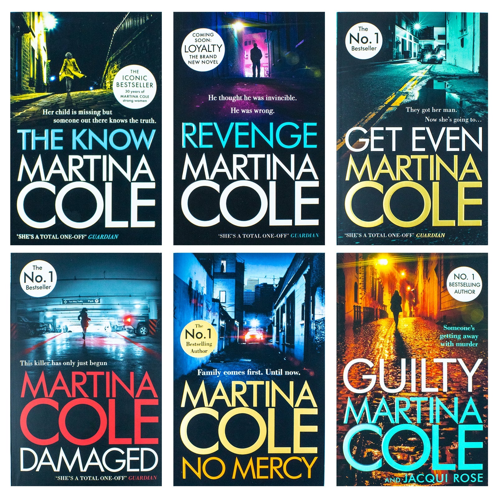 Martina Cole Collection 6 Books Set ( (No Mercy , Guilty, Damaged, Revenge, The know, Get Even)