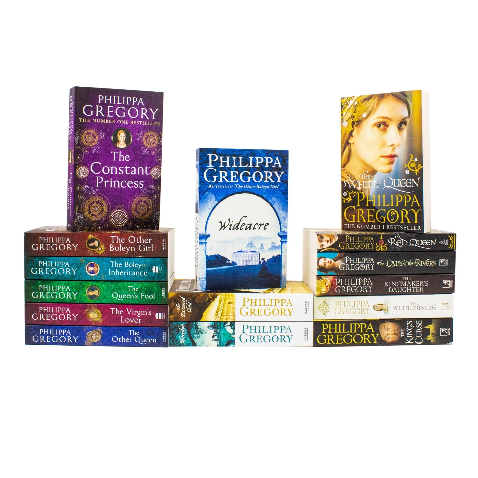 Philippa Gregory Cousins War, Tudor Court and Wildacre Trilogy Collection 15 Books Set (White Queen, Red Queen, Lady of the Rivers, Kingmaker's Daughter, The Virgins Lover, Wideacre, Meridon and More)