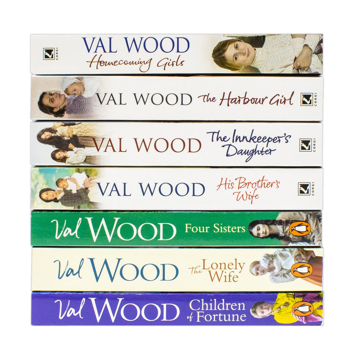 Val Wood Collection 7 Books Set (Homecoming Girls, His Brother's Wife, The Harbour Girl, The Innkeeper's Daughter, The Lonely Wife, Four Sisters, Children of Fortune)