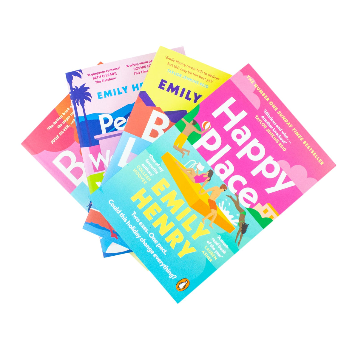 Emily Henry 4 Book collection (People We Meet On Vacation,Happy Place,Book Lovers,Beach Read)