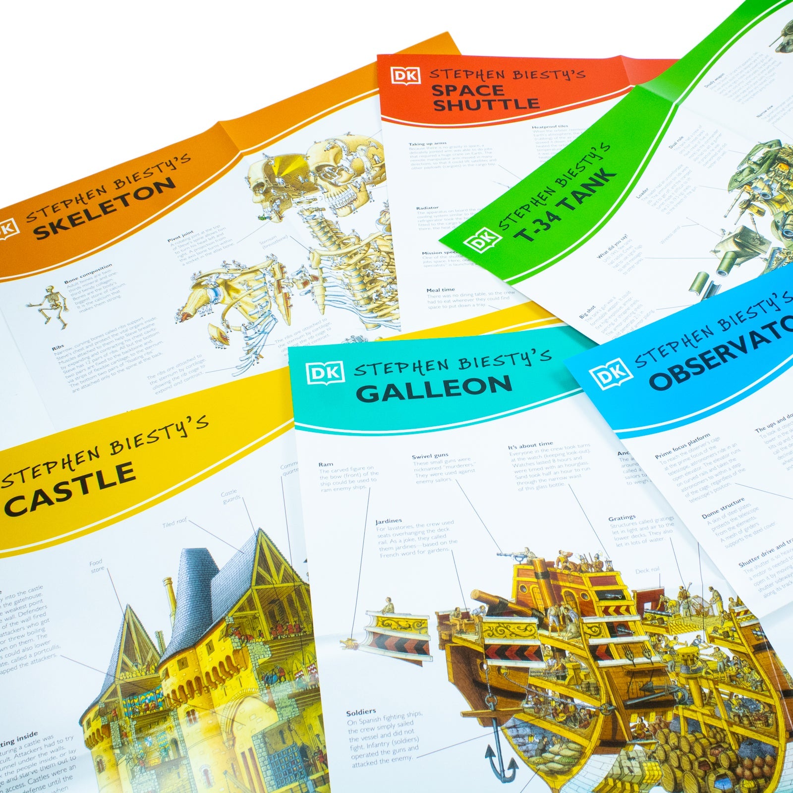 Stephen Biesty’s Incredible Cross-Sections 6-Book Collection Box Set + Poster Book (Cross-Sections Castle, Man-Of-War, Incredible Body Cross-Sections, Incredible Cross-Sections, of Everything & More)