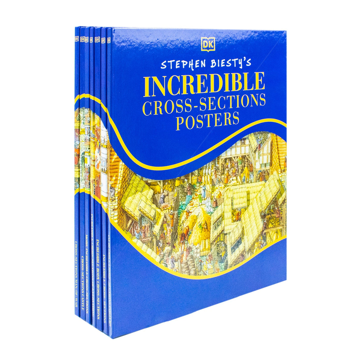 Stephen Biesty’s Incredible Cross-Sections 6-Book Collection Box Set + Poster Book (Cross-Sections Castle, Man-Of-War, Incredible Body Cross-Sections, Incredible Cross-Sections, of Everything & More)