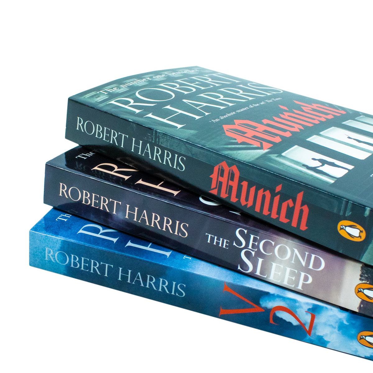 Robert Harris Collection – 3 Paperback Book Set (Munich, The Second Sleep, V2)