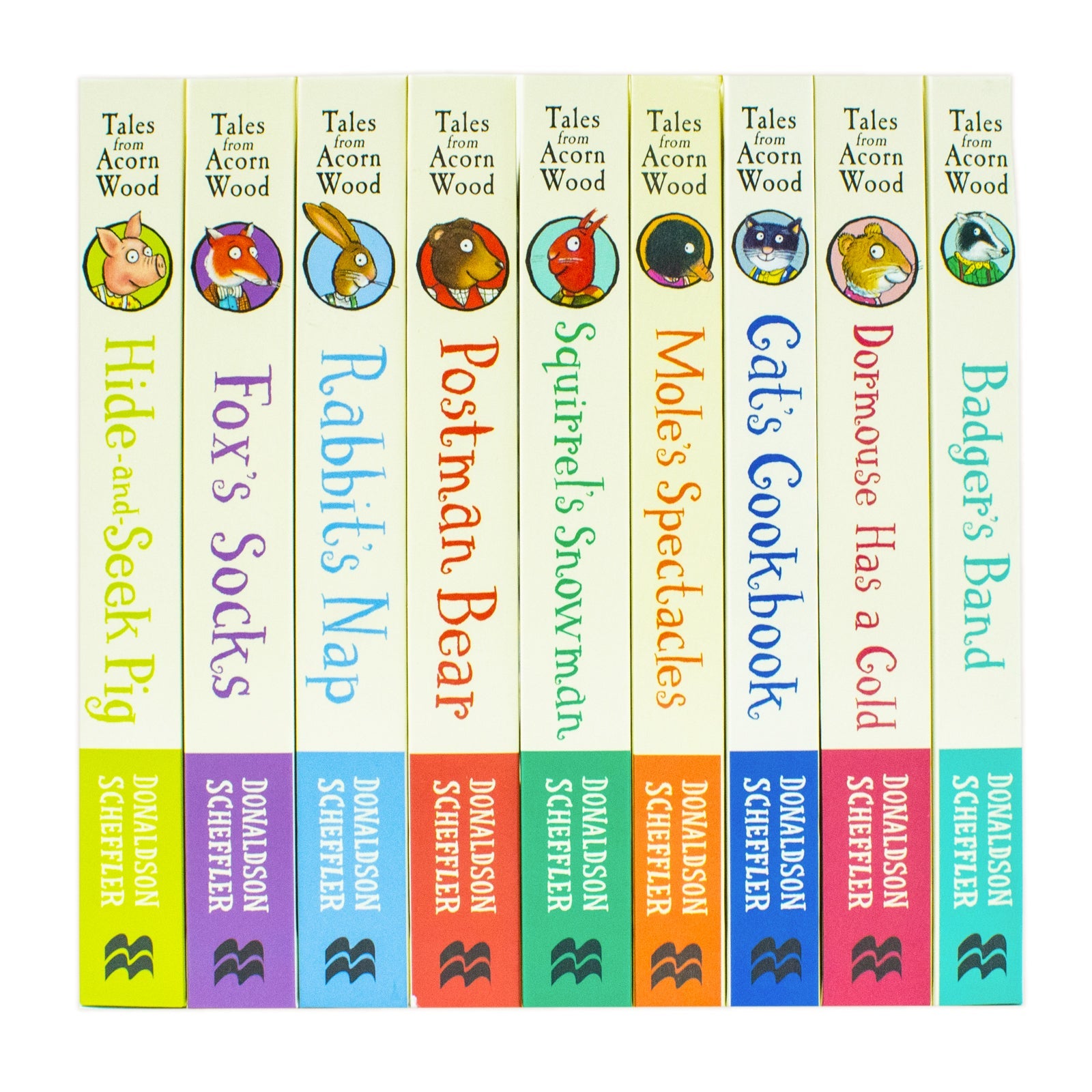 Julia Donaldson Tales From Acorn Wood Series Collection 9 Books Set (Fox's Socks, Hide-and-seek Pig, Postman Bear,Rabbit's Nap,Cat's Cookbook, Squirrel's Snowman, Mole's Spectacles and Badger's Band)