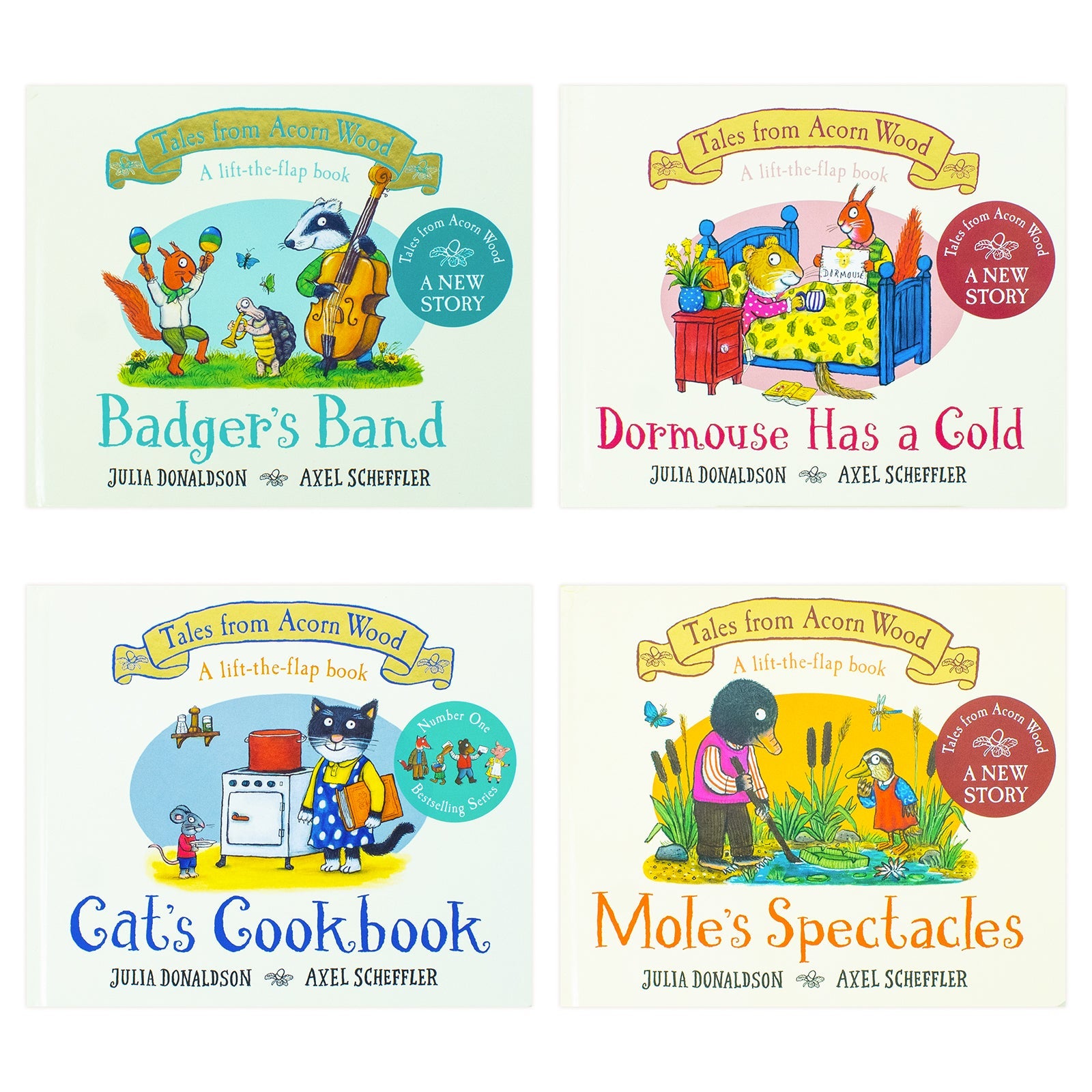 Julia Donaldson Tales From Acorn Wood Series Collection 5 Books Set (Cat's Cookbook, Squirrel's Snowman, Mole's Spectacles, Badger's Band & Dormouse Has a Cold)