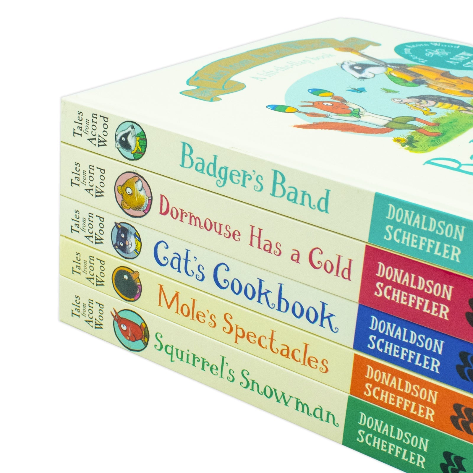 Julia Donaldson Tales From Acorn Wood Series Collection 5 Books Set (Cat's Cookbook, Squirrel's Snowman, Mole's Spectacles, Badger's Band & Dormouse Has a Cold)