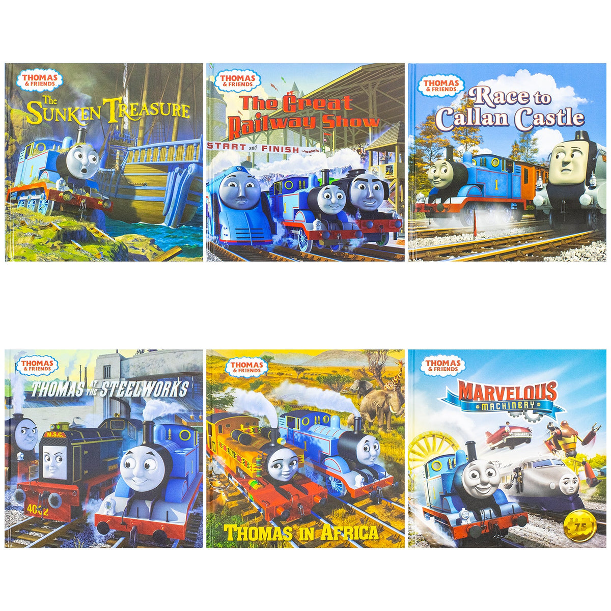 Thomas and Friends Friendship Collection 12 Stories in 6 Books Set and Poster Inside (Marvelous Machinery, The Royal Engine, The Great Railway Show, Off to the Races, Thomas at the Steelworks and More)