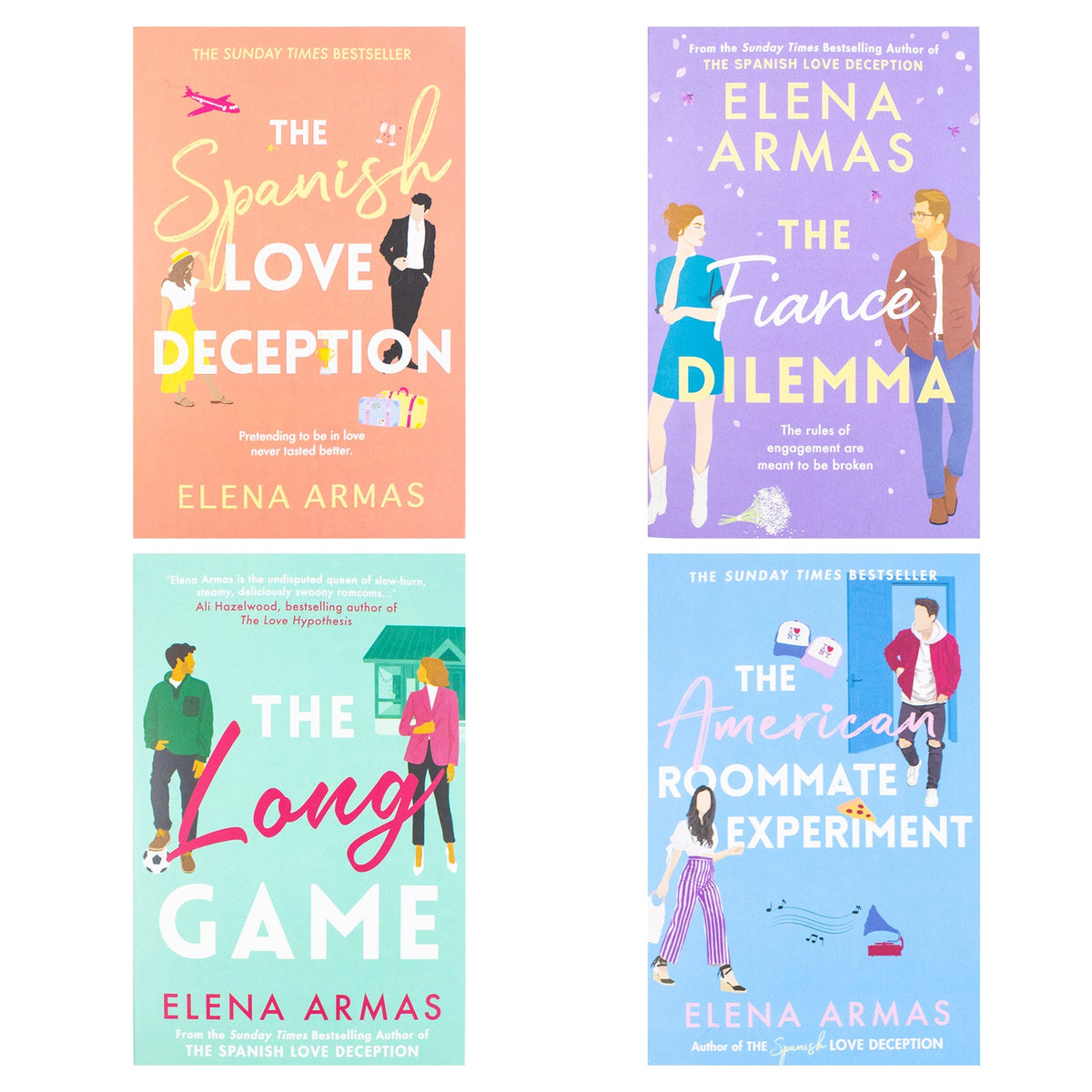 Elena Armas Collection 4 Books Set (The American Roommate Experiment, The Fiance Dilemma, The Spanish Love Deception and The Long Game) | Paperback