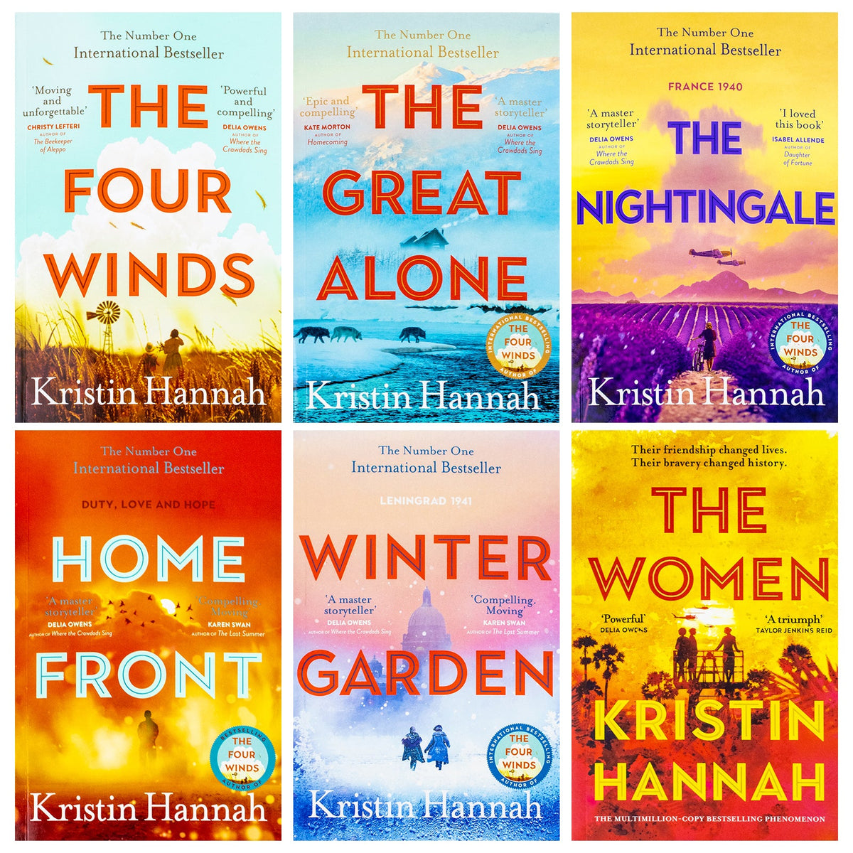 Kristin Hannah Collection 6 Books Set (The Nightingale, The Four Winds, The Great Alone, Winter Garden, Home Front and The Women)