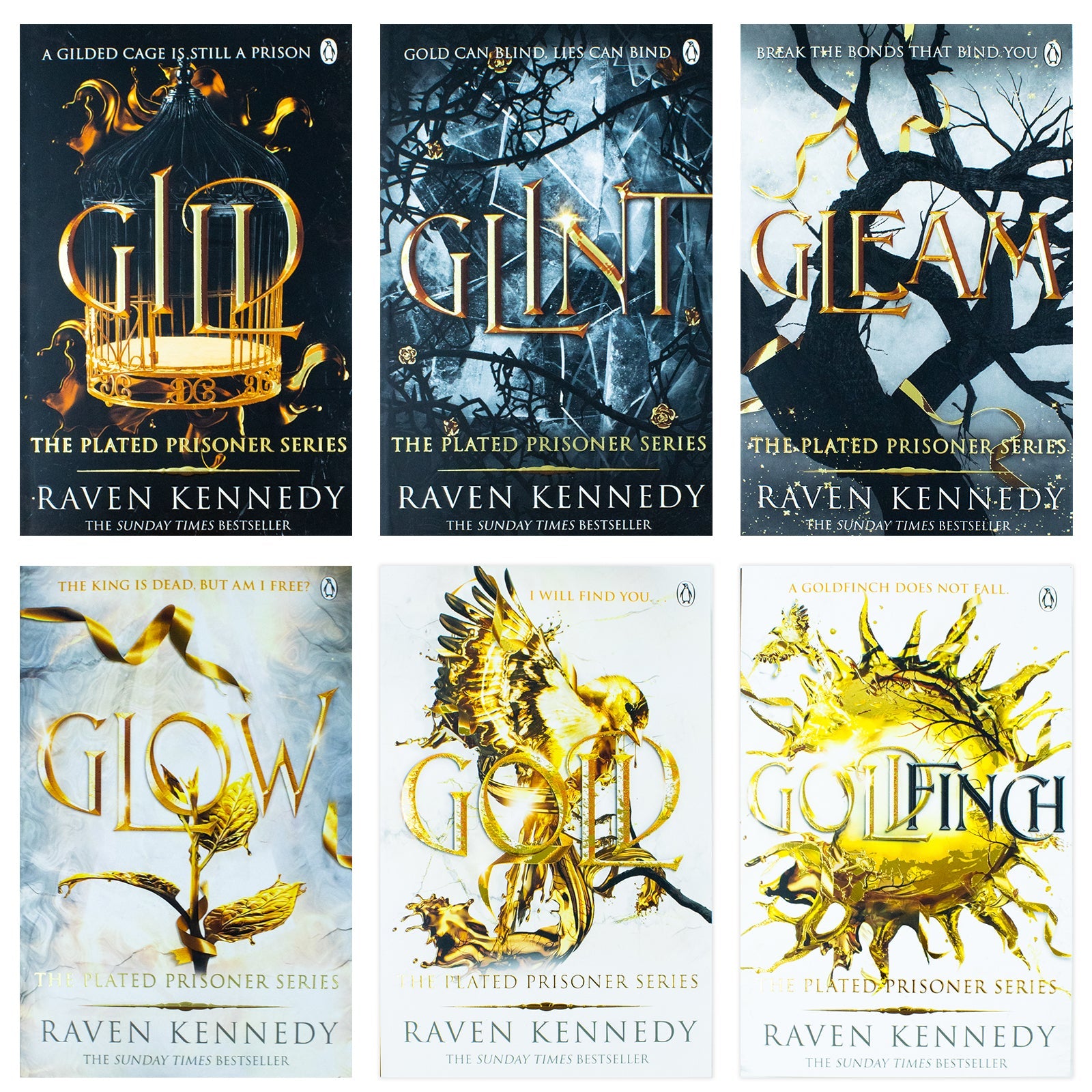 The Plated Prisoner Series By Raven Kennedy 6 Books Collection Set (Gild, Glint, Gleam, Glow, Gold and Goldfinch)