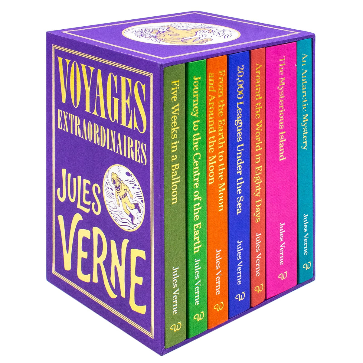 Jules Verne 7 Books Hardcover Box Set | The Mysterious Island, Around the World in Eighty Days, Twenty Thousand Leagues Under the Sea & More | Classic Adventure Fiction